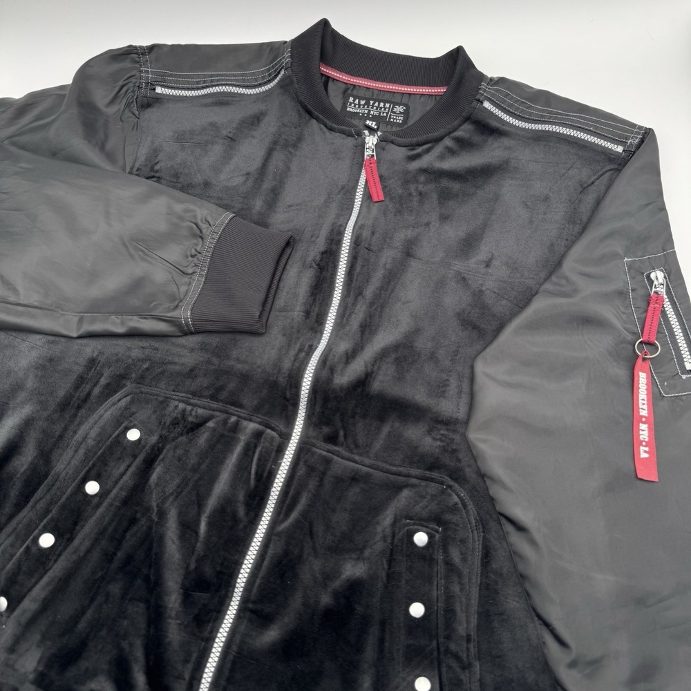 Raw Yarn Industries Men's XL Black Full Zip Bomber Faux Suede Polyester Jacket
